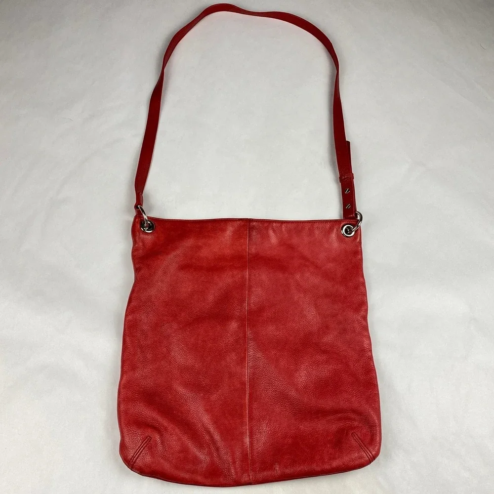 J.Jill Leather Purse Red Crossbody Hobo Bag - Flawed